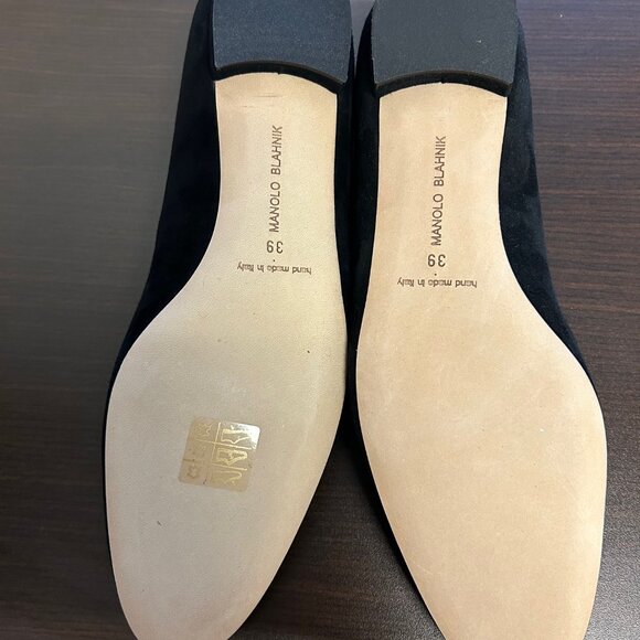Manolo Blahnik Magergapla Flats.  Black Suede.  Size 39 (9).  NEVER WORN - Picture 4 of 6